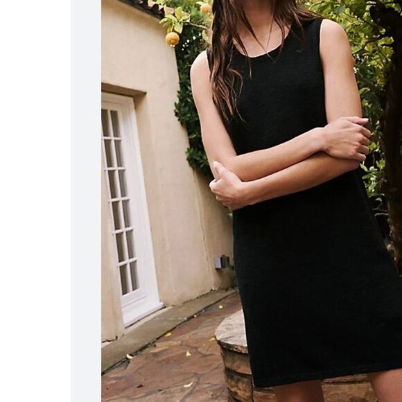 NWOT Free People Nina Sweater Mini Dress Black Beach XS Sleeveless Crew Flowing - Picture 10 of 11